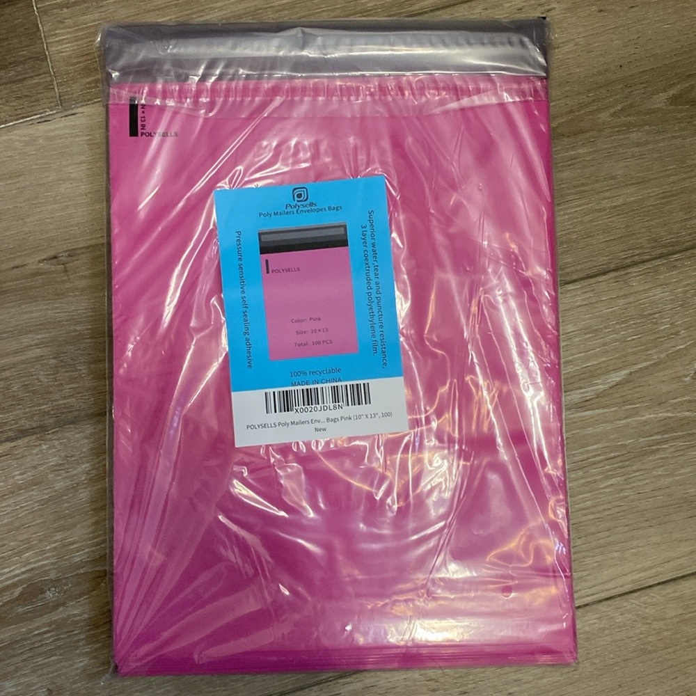 100 poly mailer bags pink 10x13 - Picture 2 of 2